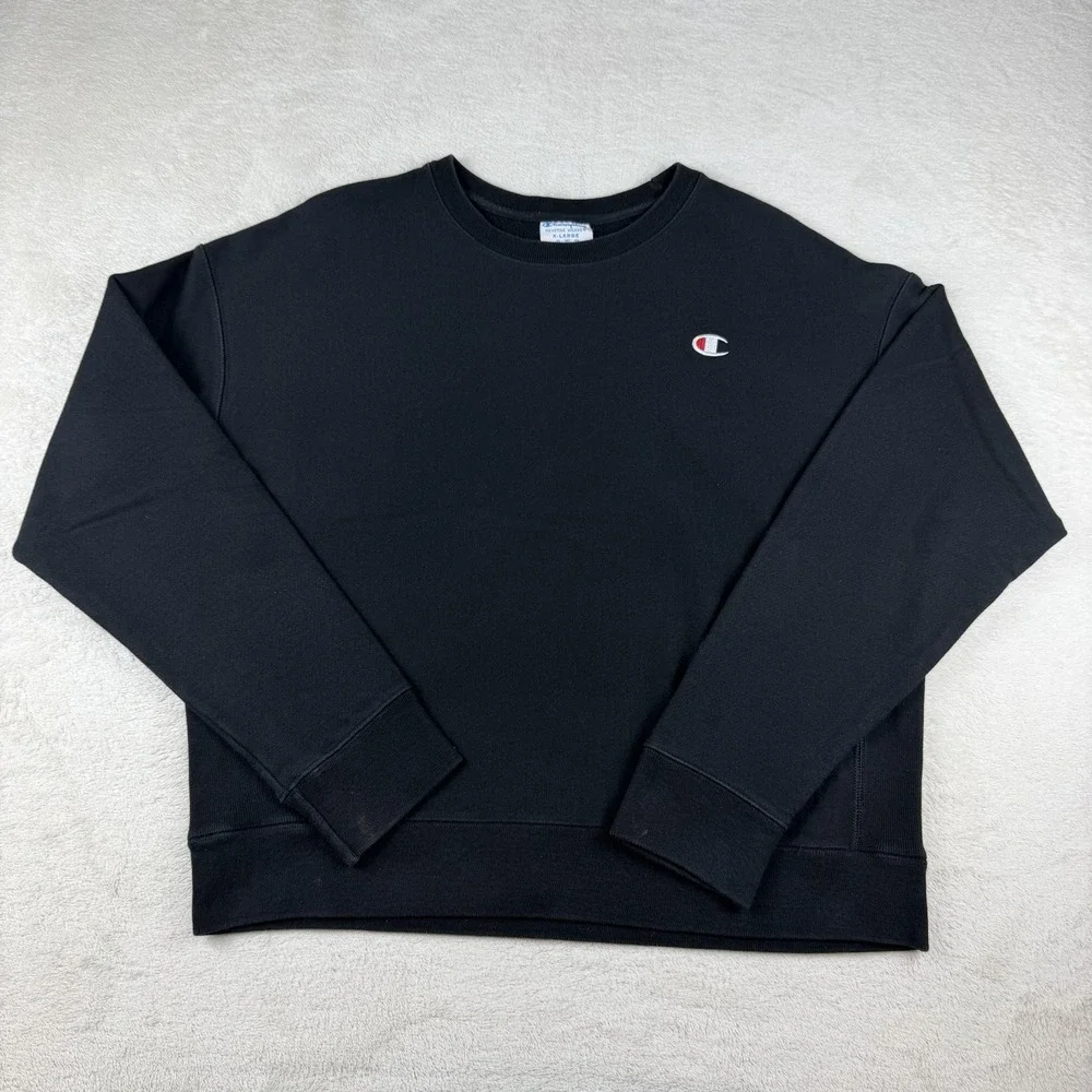 Champion Reverse Weave Sweatshirt Men's XL Black Heavyweight Crewneck Y2K Comfy‎